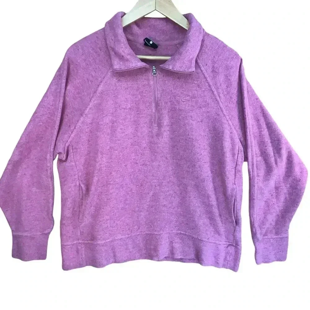 Nike Women’s Pink Half Zip Anorak Loungewear Casual Pullover Sweater Large